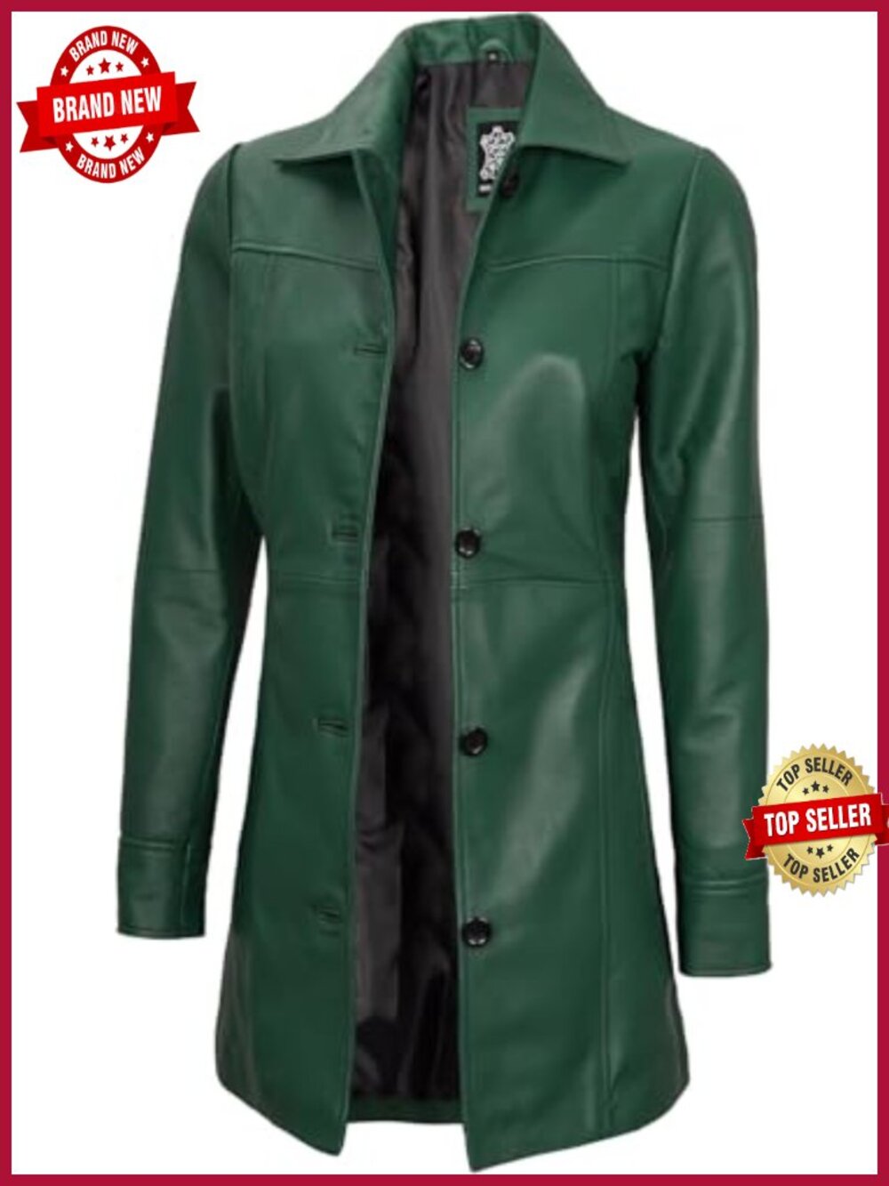 100% Real Lambskin Leather Car Coat Button Front Women's